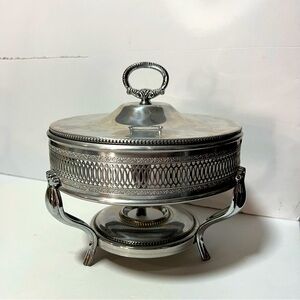 Vintage Ornate Server Silver Plate Chafing Dish